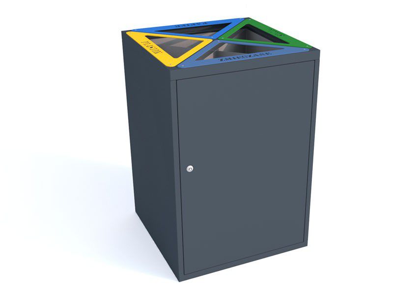Rūšiavimo Šiukšliadėžė Cube V 4X80L 4 Kamerų – moderniai miesto infrastruktūrai ir šiuolaikinėms viešosioms erdvėms