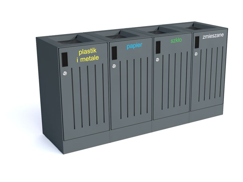 Rūšiavimo Šiukšliadėžė Odyn 4X80L - Lipdukai Iš Lipnios Plėvelės – moderniai miesto infrastruktūrai ir šiuolaikinėms viešosioms erdvėms