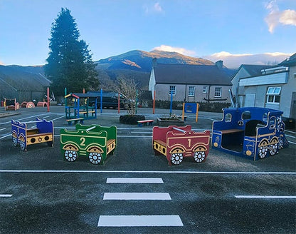 Žaidimų aikštelės traukinio rinkinys „Steam Express“ su vagonais - aikštelės vaikams