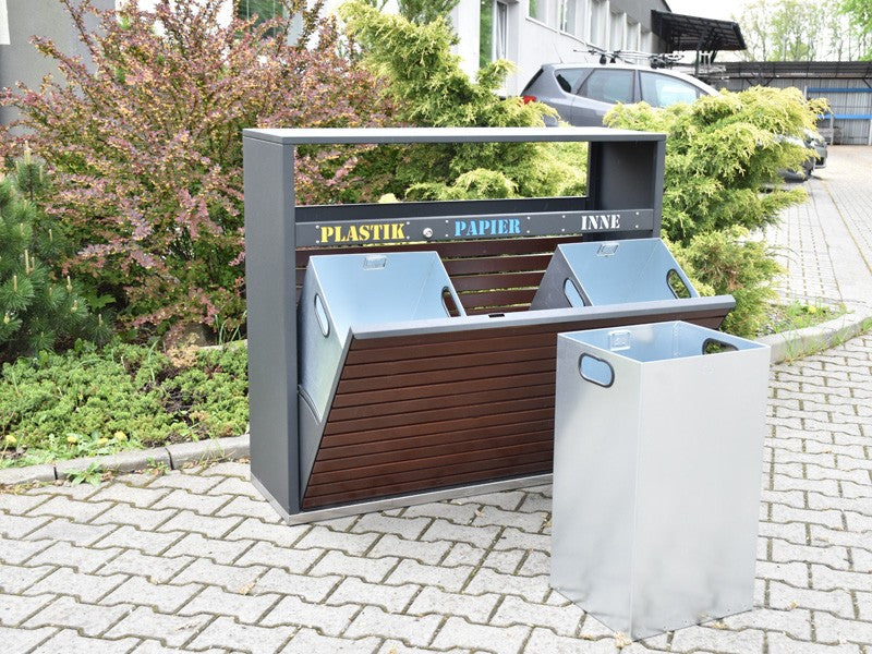 Modulinė Amant Šiukšliadėžė 3X80L – funkcionaliai ir saugiai bendruomenės aplinkai parkuose bei skveruose