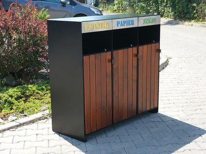 Rūšiavimo Šiukšliadėžė Ajaks I 3X80L – tvariems urbanistiniams sprendimams bei pėsčiųjų zonų tvarkymui