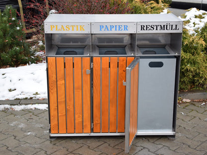 Rūšiavimo Šiukšliadėžė Ajaks I 3X80L – saugioms ir patogioms gyventojų susibūrimo bei rekreacijos vietoms