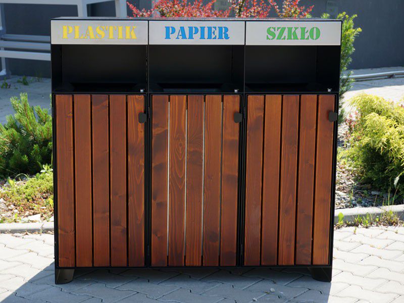 Rūšiavimo Šiukšliadėžė Ajaks I 4X80L / Lazeriu Išpjauti Užrašai – funkcionaliai ir saugiai bendruomenės aplinkai parkuose bei skveruose