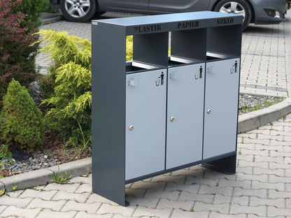Rūšiavimo Šiukšliadėžė Aster III 3X40L – tvariems urbanistiniams sprendimams bei pėsčiųjų zonų tvarkymui