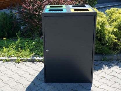 Rūšiavimo Šiukšliadėžė Cube I 4X80L 4 Skyrių – funkcionaliai ir saugiai bendruomenės aplinkai parkuose bei skveruose
