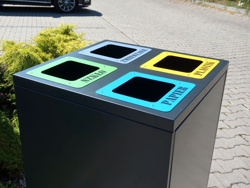 Rūšiavimo Šiukšliadėžė Cube I 4X80L 4 Skyrių – estetiškam viešojo landšafto formavimui ir poilsio zonų įrengimui