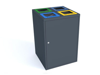 Rūšiavimo Šiukšliadėžė Cube I 4X80L 4 Skyrių – moderniai miesto infrastruktūrai ir šiuolaikinėms viešosioms erdvėms