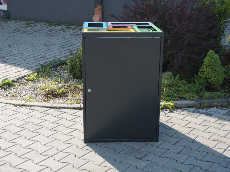 Rūšiavimo Konteineris Cube II Su 5 Skyriais / Užrašai Išpjauti Lazeriu – estetiškam viešojo landšafto formavimui ir poilsio zonų įrengimui