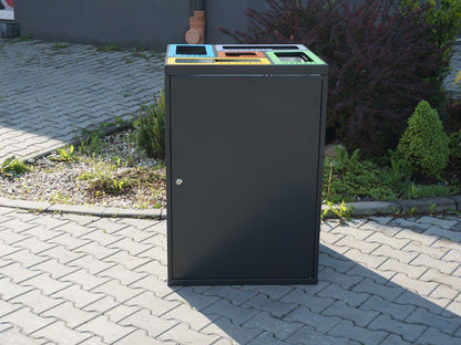Rūšiavimo Konteineris Cube II Su 5 Skyriais / Užrašai Išpjauti Lazeriu – estetiškam viešojo landšafto formavimui ir poilsio zonų įrengimui