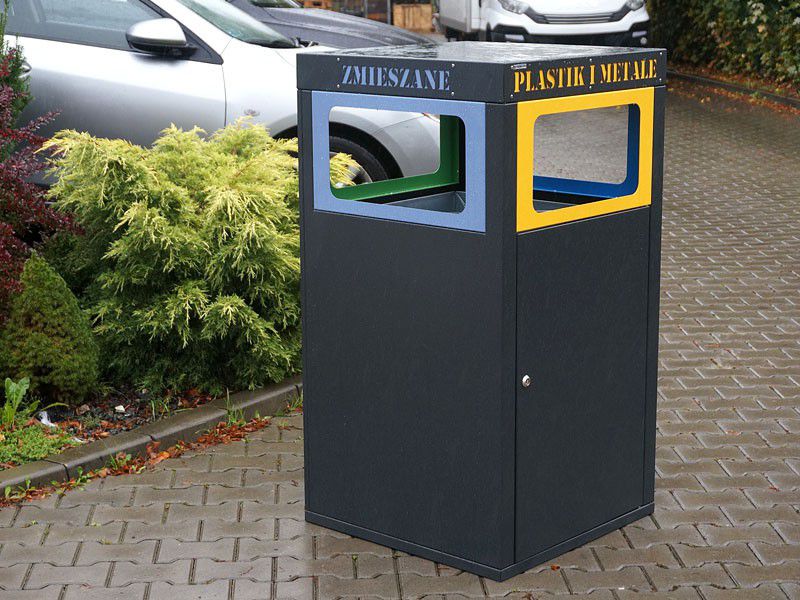 Rūšiavimo Šiukšliadėžė Cube VII 4X80L, 4 Skyrių – tvariems urbanistiniams sprendimams bei pėsčiųjų zonų tvarkymui