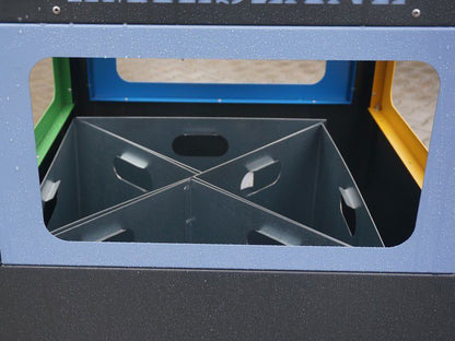 Rūšiavimo Šiukšliadėžė Cube VII 4X80L, 4 Skyrių – estetiškam viešojo landšafto formavimui ir poilsio zonų įrengimui