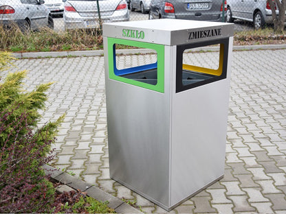 Rūšiavimo Šiukšliadėžė Cube VII 4X80L, 4 Skyrių – saugioms ir patogioms gyventojų susibūrimo bei rekreacijos vietoms