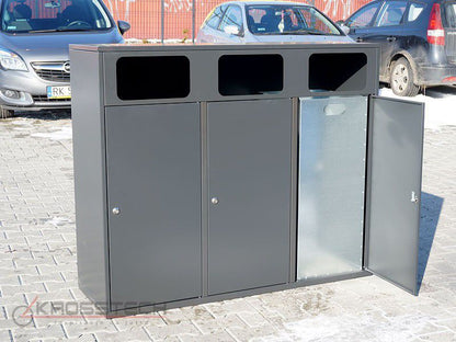 Rūšiavimo Šiukšliadėžė Etna III 3X120L Vienos Spalvos / Užrašai Lipni Plėvelė – tvariems urbanistiniams sprendimams bei pėsčiųjų zonų tvarkymui