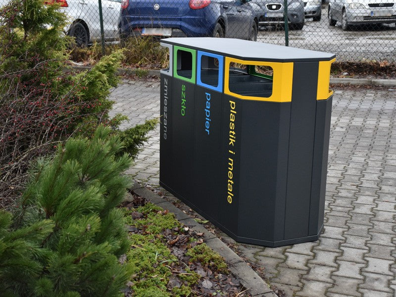 Rūšiavimo Šiukšliadėžė Etna, Dvipusė, Ovali, IV, 2X114L + 2X127L – funkcionaliai ir saugiai bendruomenės aplinkai parkuose bei skveruose