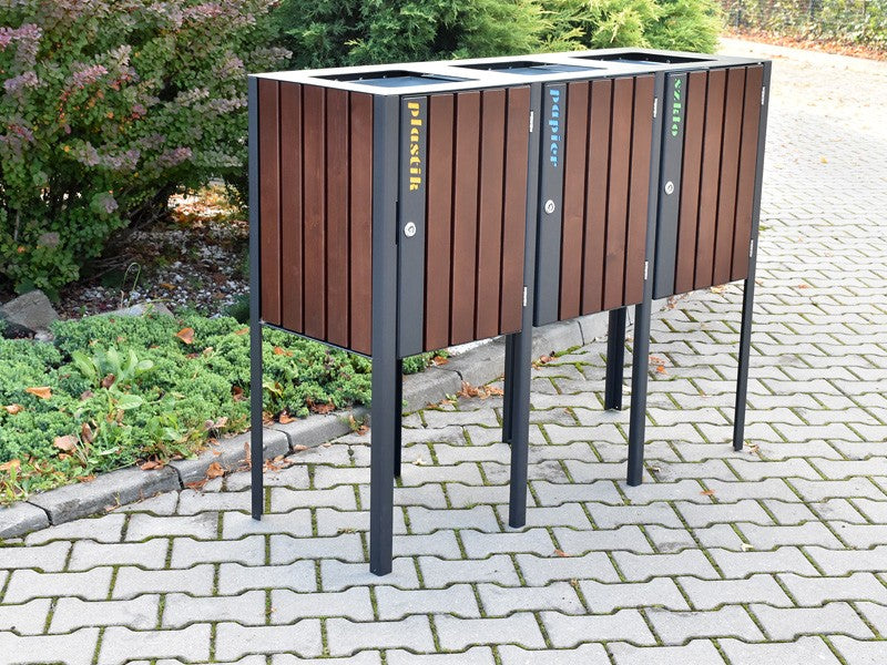 Rūšiavimo Šiukšliadėžė Promyk I 3X60L – funkcionaliai ir saugiai bendruomenės aplinkai parkuose bei skveruose