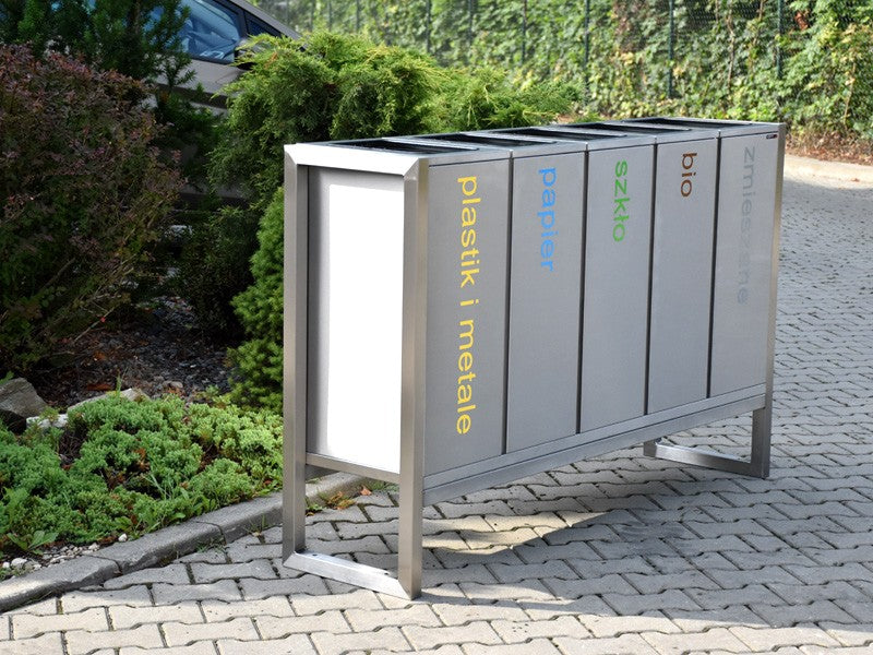 Rūšiavimo Šiukšliadėžė Satis V 5X60L – funkcionaliai ir saugiai bendruomenės aplinkai parkuose bei skveruose