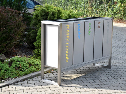 Rūšiavimo Šiukšliadėžė Satis V 5X60L – funkcionaliai ir saugiai bendruomenės aplinkai parkuose bei skveruose