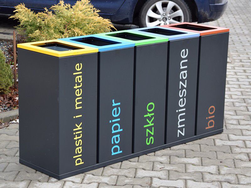 Rūšiavimo Šiukšliadėžė Satis V 5X60L / Užrašai Ant Lipnios Plėvelės – tvariems urbanistiniams sprendimams bei pėsčiųjų zonų tvarkymui