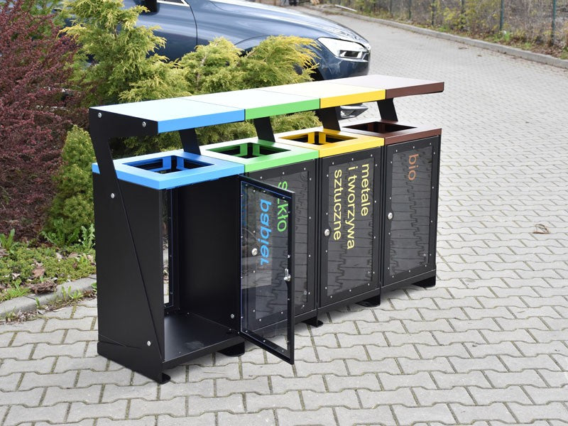 Šiukšliadėžė Luna IV 4X60L – intensyvaus judėjimo zonoms, transporto mazgams ir stotelių prieigoms