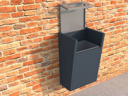 Šiukšliadėžė Oberon IV 80L Sieninė – tvariems urbanistiniams sprendimams bei pėsčiųjų zonų tvarkymui