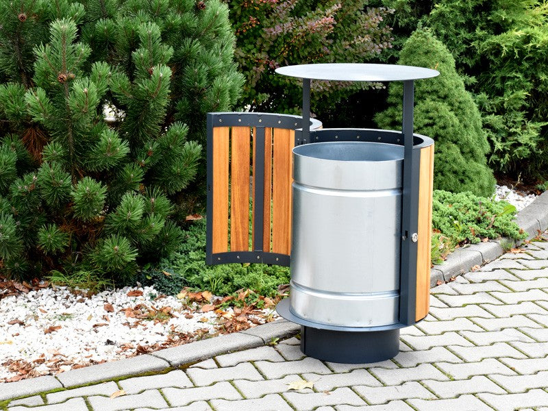 Šiukšliadėžė Onyx Ovali Su Stogeliu – funkcionaliai ir saugiai bendruomenės aplinkai parkuose bei skveruose