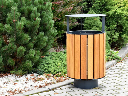 Šiukšliadėžė Onyx Ovali Su Stogeliu – tvariems urbanistiniams sprendimams bei pėsčiųjų zonų tvarkymui