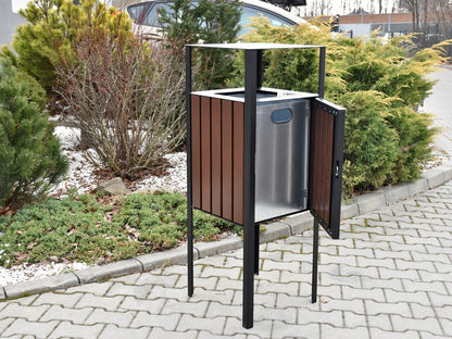 Šiukšliadėžė Promyk Su Stogeliu + Peleninė – funkcionaliai ir saugiai bendruomenės aplinkai parkuose bei skveruose
