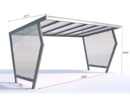 Dviračių stoginė "Aurora I", 10 dviračių / 420cm - mažoji architektūra viešosioms erdvėms