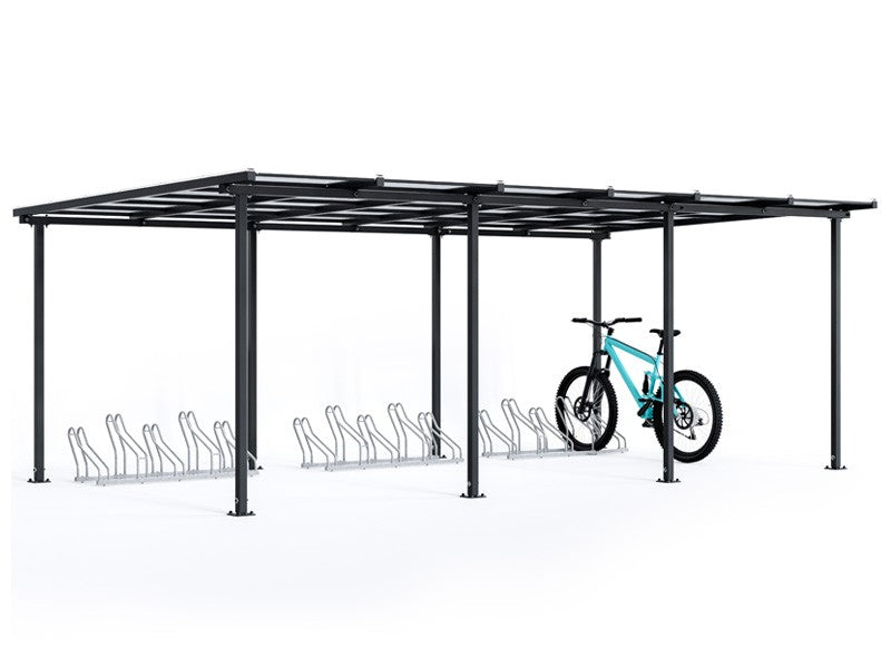Dviračių stoginė "Zorza II" neužstatyta, 15 dviračių / 630cm - viešųjų erdvių gerbūvio prekės