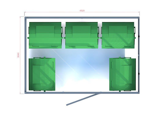 Atliekų konteinerių stoginė Sawa III, 5x1110l/452x304cm, tinklo + HPL plokštės apdaila – miesto infrastruktūros objektai