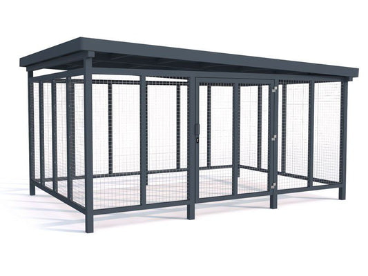 Atliekų konteinerių stoginė Sawa III, 5x1110l/452x304cm, tinklo apdaila – viešųjų erdvių sutvarkymo elementai