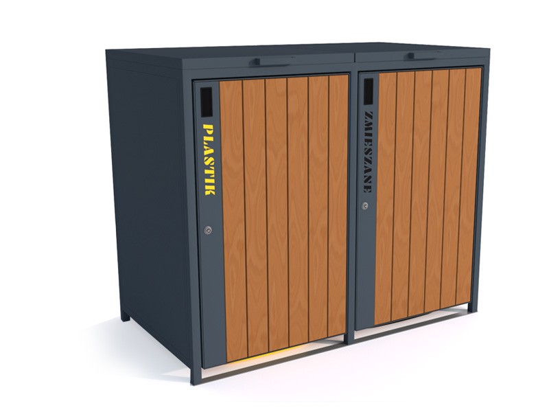 Šiukšliadėžių užtvara i 2x120l – lauko baldai viešosioms erdvėms