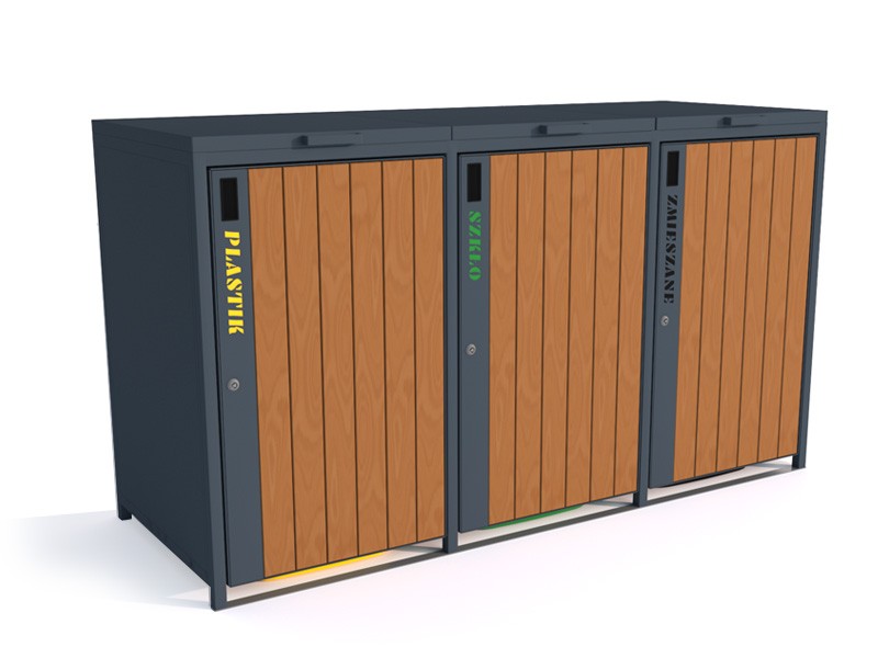 Atliekų konteinerių uždanga i 3x120l – lauko baldai viešosioms erdvėms