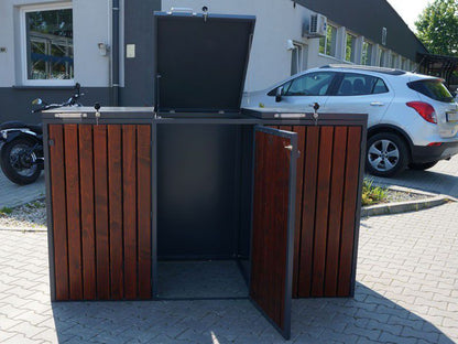 Atliekų konteinerių užtvara I 3x240l su užraktais – moderni mažoji architektūra
