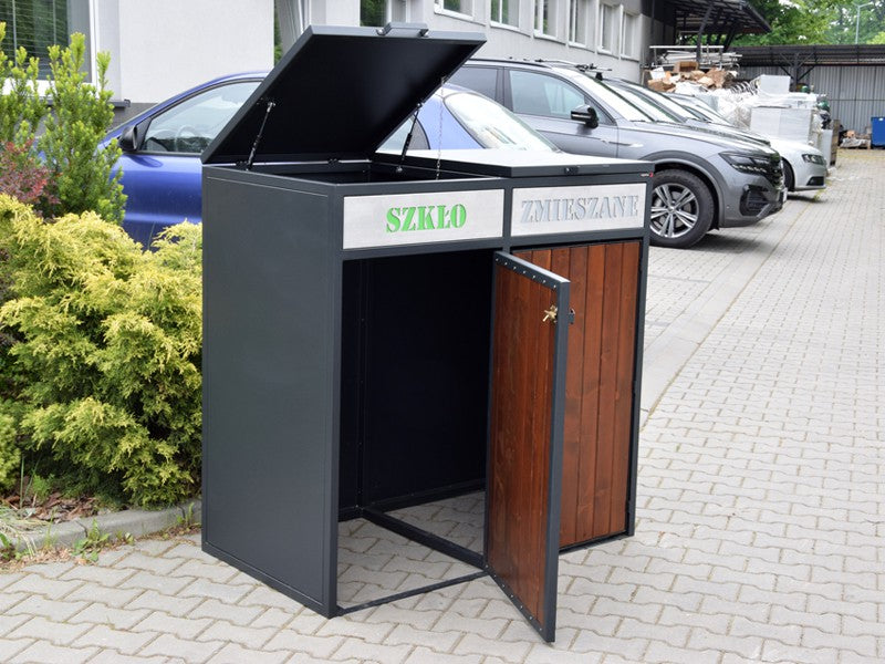 Šiukšliadėžių užtvara ii 2x240l / lazeriu pjauti užrašai – miesto infrastruktūros objektai