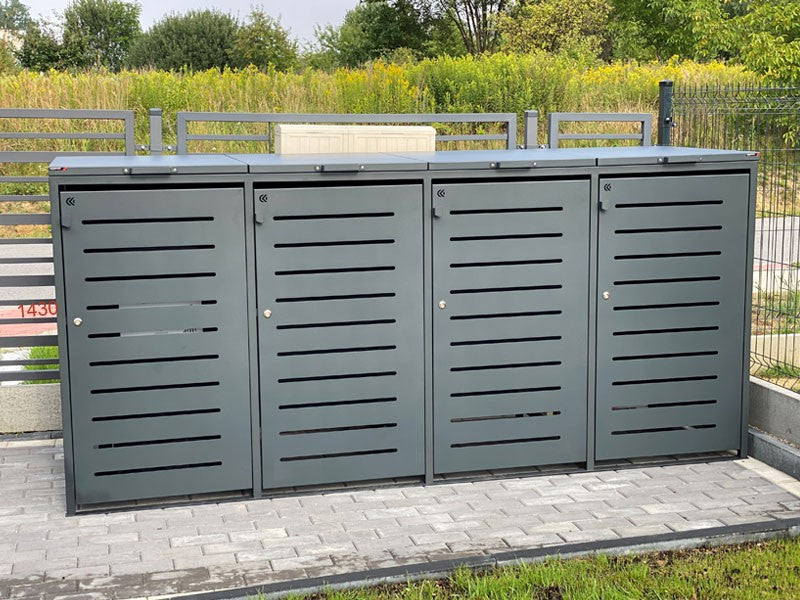 Šiukšliadėžių užtvara iii 4x120l – lauko baldai viešosioms erdvėms