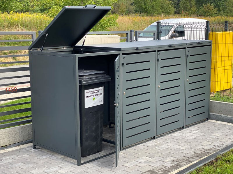 Šiukšliadėžių užtvara iii 4x120l – lauko baldai viešosioms erdvėms