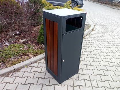 Komplektas: Suoliukas Su Atlošu, Gėlinė, Šiukšlių Dėžė – estetiškam viešojo landšafto formavimui ir poilsio zonų įrengimui